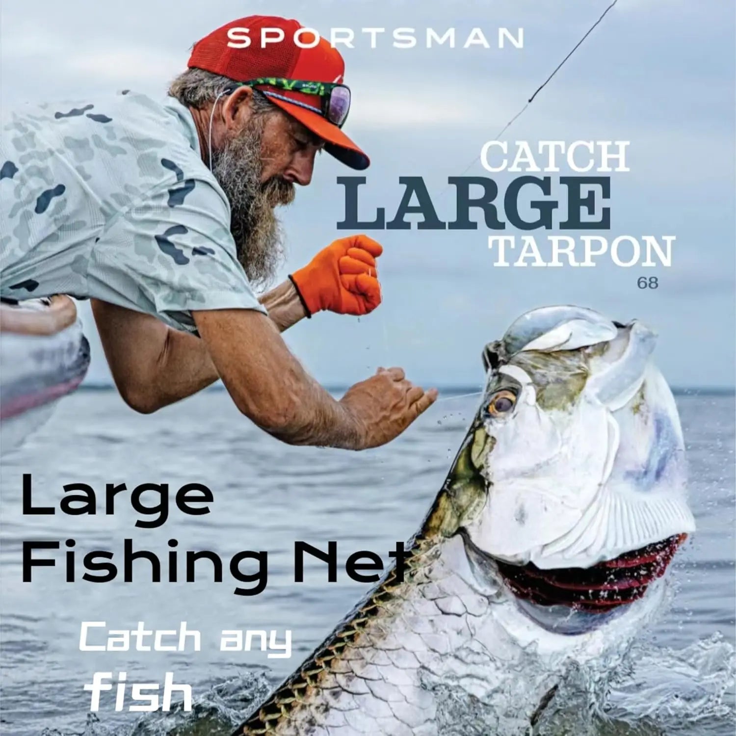 Extra Large Aluminum Fishing Net with Telescoping Handle, 20in Opening for Saltwater and Freshwater
