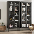 Metal Glass Display Cabinet with 5-Tier Storage Shelves, Tall Curio Cabinet with Glass Doors and Shelves