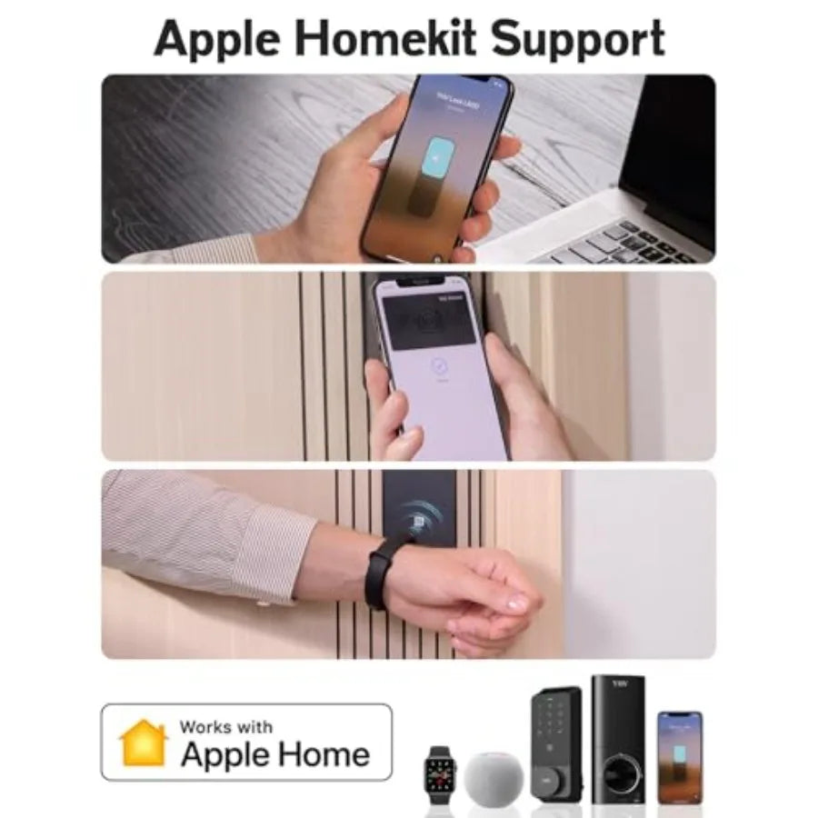 Keyless Entry Door Lock Fingerprint Smart Lock with Apple Home Safety Deadbolt Supports Apple Homekit with Code Built-in Wi-Fi