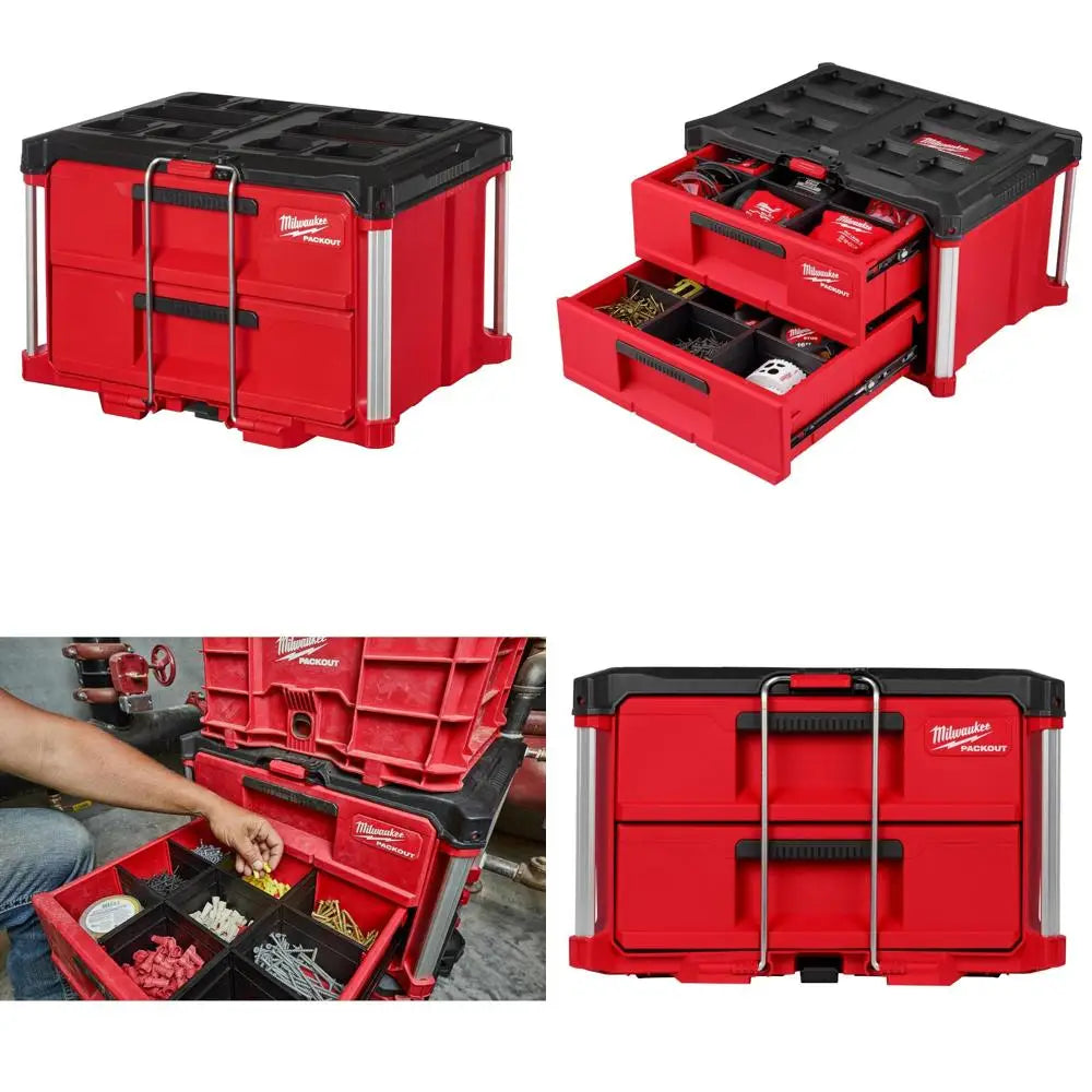 Two-Drawer Portable Toolbox with PACKOUT System for Versatile Storage and Organization