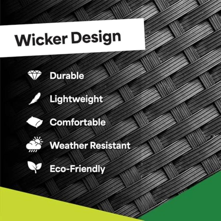 EconoHome 4-Piece Outdoor Patio Furniture Set with Weather-Proof Wicker Rattan Chairs and Loveseat Glass-Topped Coffee Table Cu