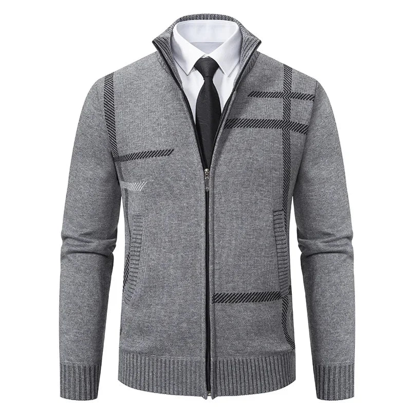 Thickened Knitted Men's Jacket Outerwear Stand Collar Sweater Warm Cotton Clothes Winter Casual Fashion from Mainland China