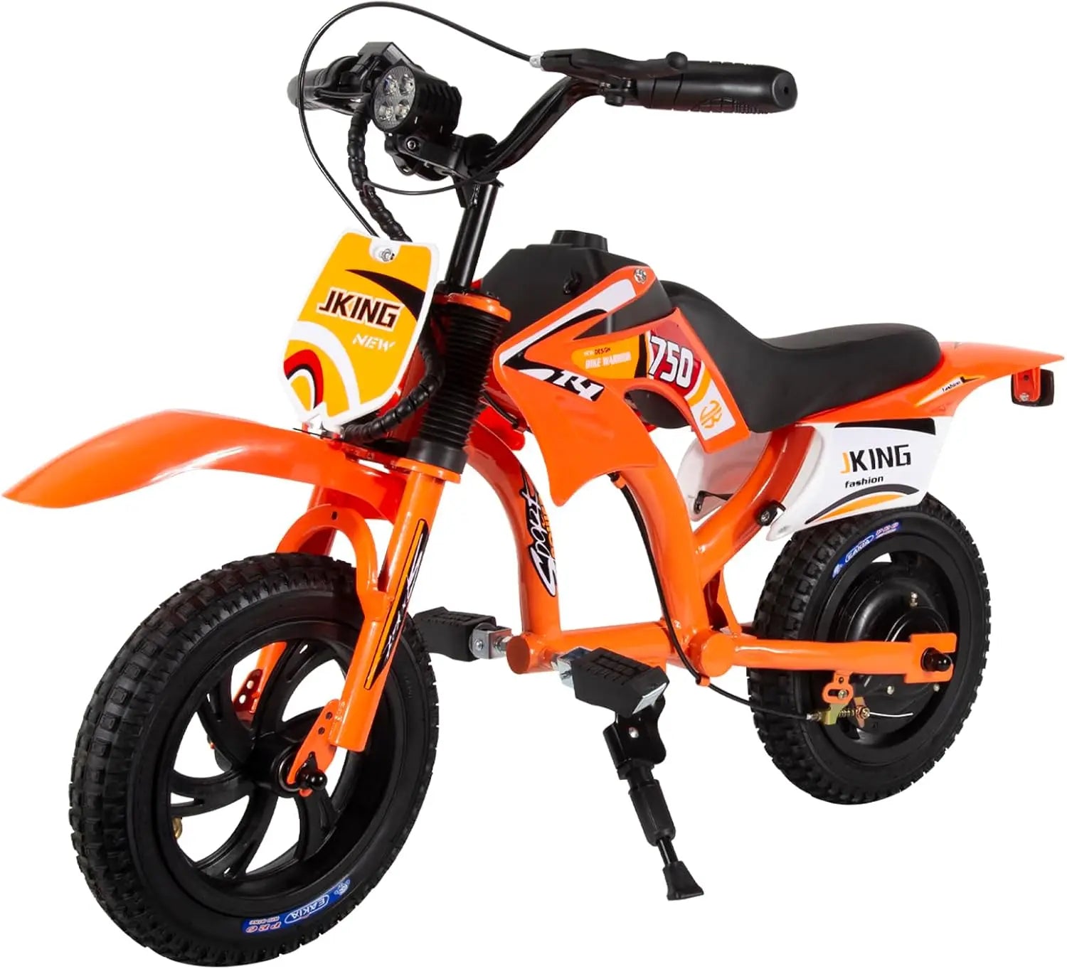 Kids Electric Dirt Bike C6, 12-inch 300W Brushless Motor, 3-Speed LCD, 10 MPH Top Speed, Orange