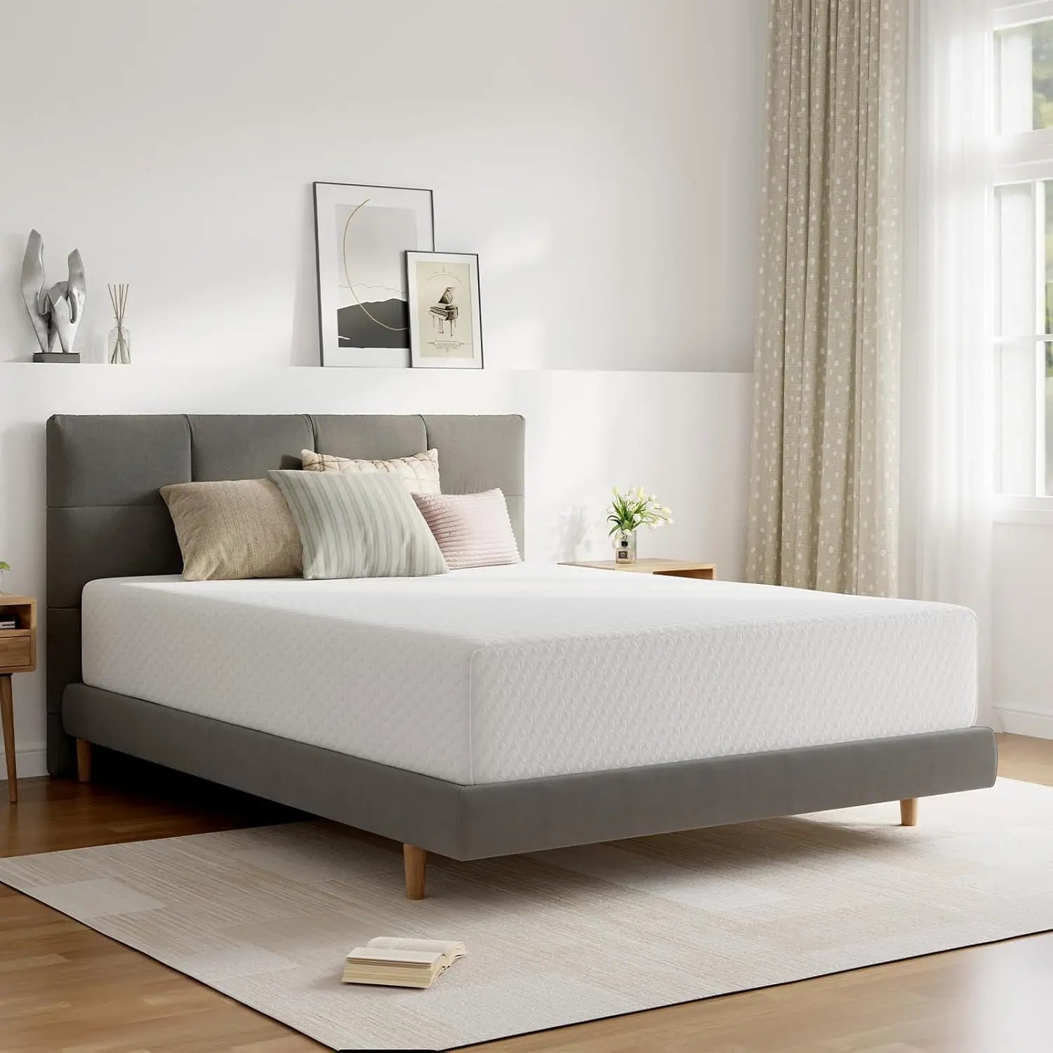 Full/Queen/King Size Memory Foam Mattress Comfort Foam Pressure Relief Cool Fresh Sleep, Remov Washable Cover