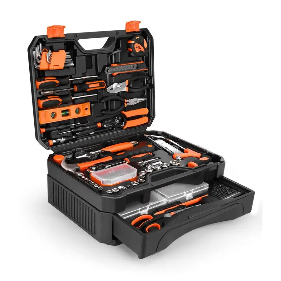 Tool Set Tool Kit Toolbox Storage Case with Drawer, General Household Hand Tool Kit Perfect for Home amp DIY Repairs