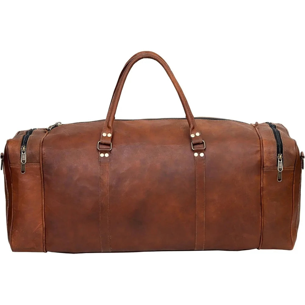 Handcrafted 24-Inch Leather Duffel Bag - Travel, Weekend Getaway, Gym, Carry-On for Men & Women