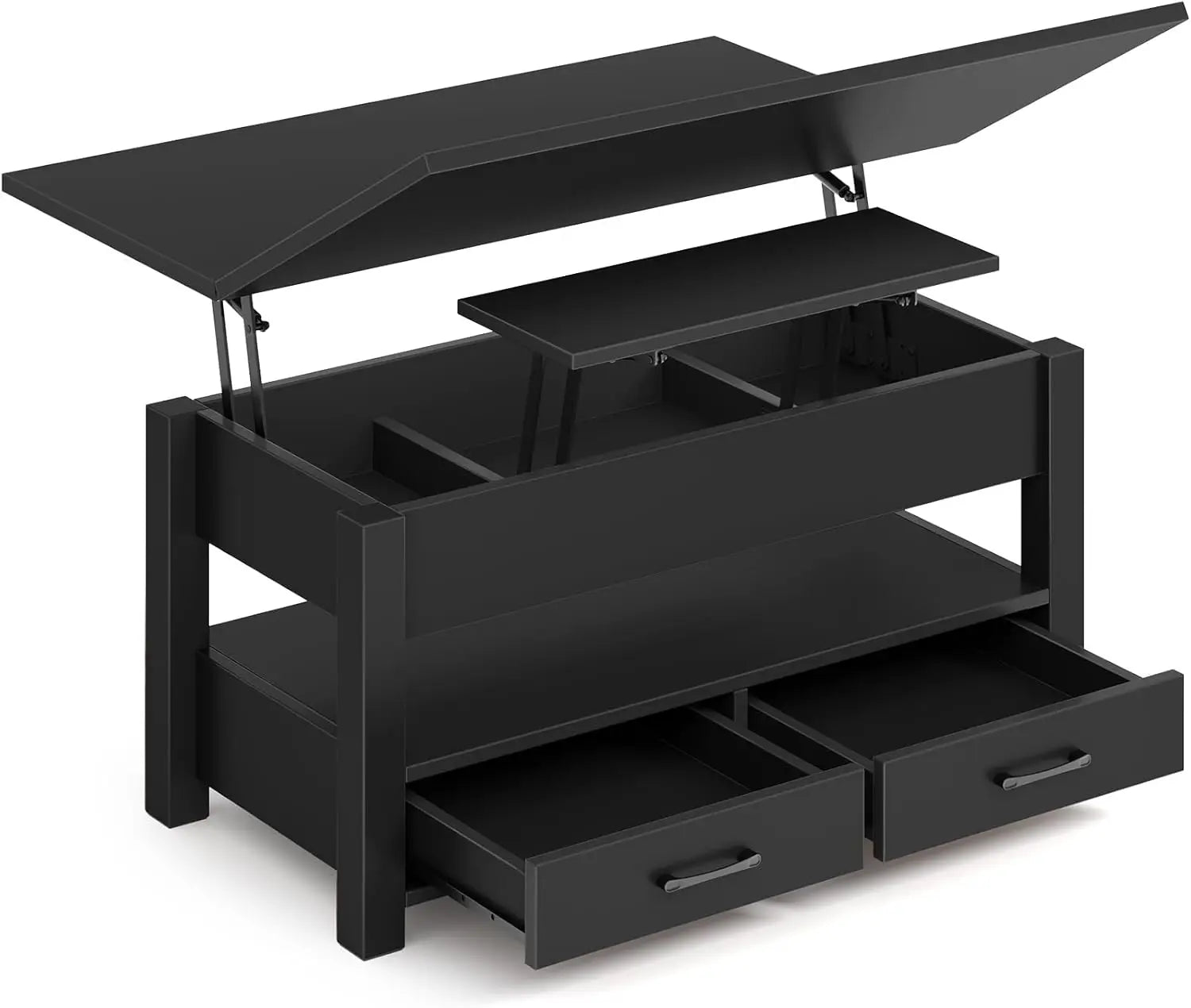 Convertible Lift-Top Coffee Table with Drawers, Hidden Storage, Multi-Function for Living Room and Dining