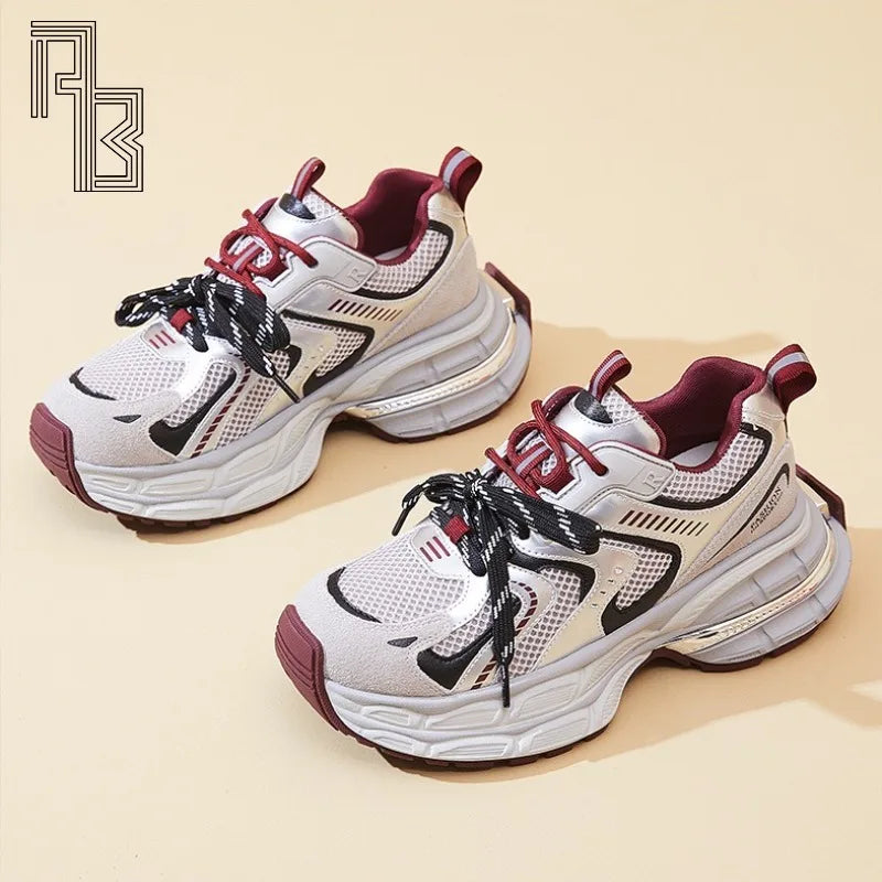 Female Soft Bottom Daddy Shoes Black Autumn and Winter Sports Female New Casual Female Thick Bottom Increase Warm Running