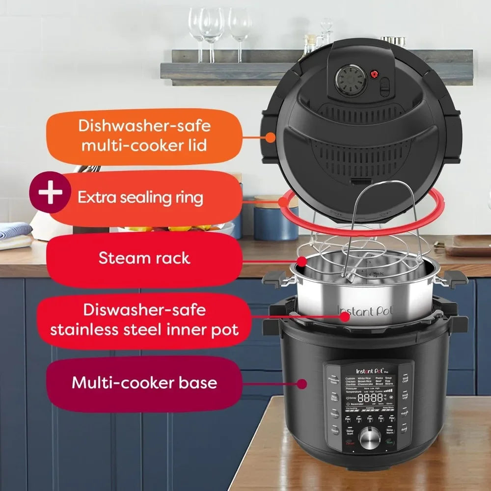 Multi-Functional 8-Quart Instant Pot: Pressure Cooker, Slow Cooker, Rice Cooker, Steamer, Sauté Pan, Sous Vide, Yogurt Maker, St