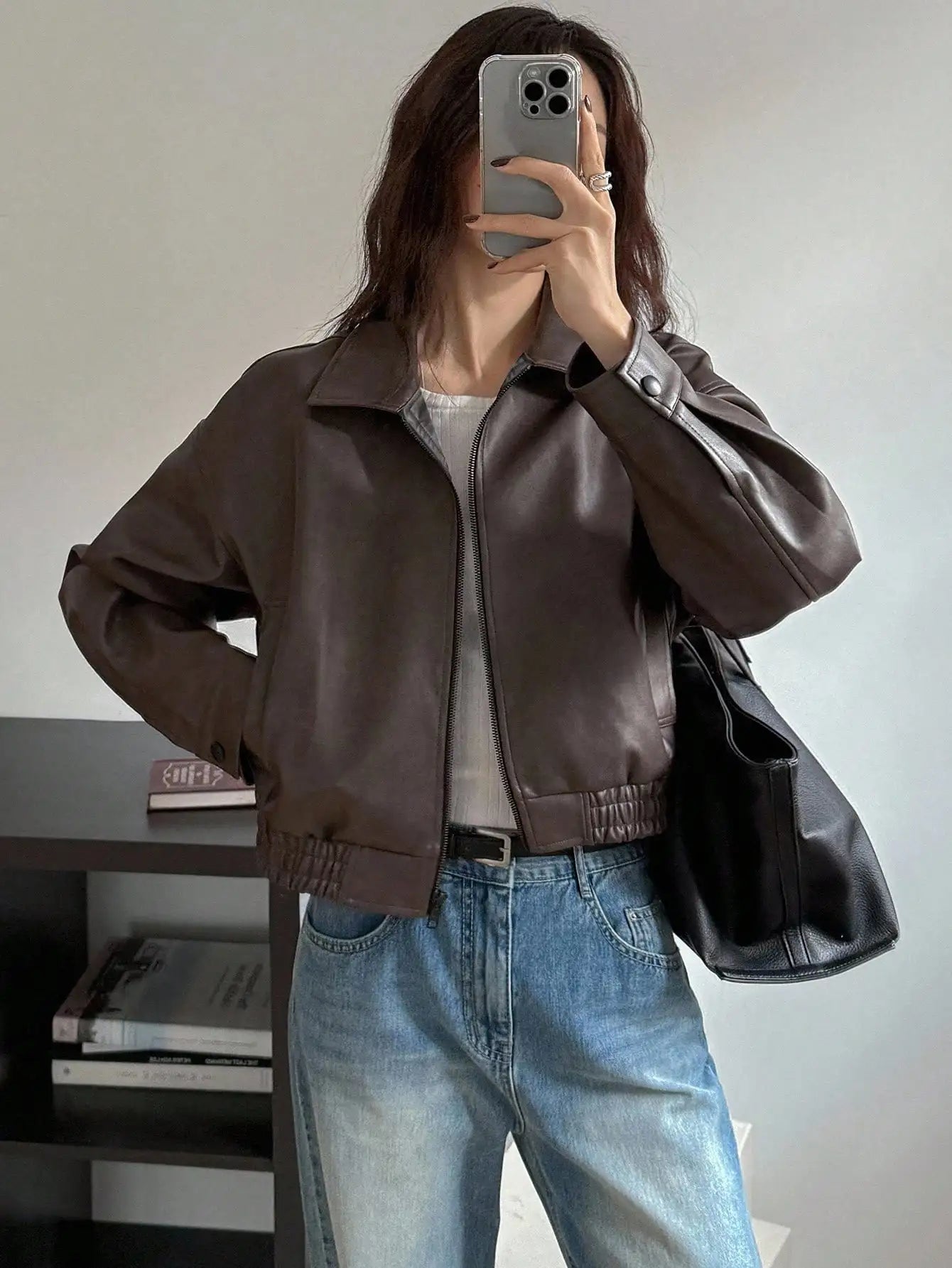 DAZY Spring New Vintage Leather Jacket Short Women Regular Jacket For Valentine's Day,Fall Clothes