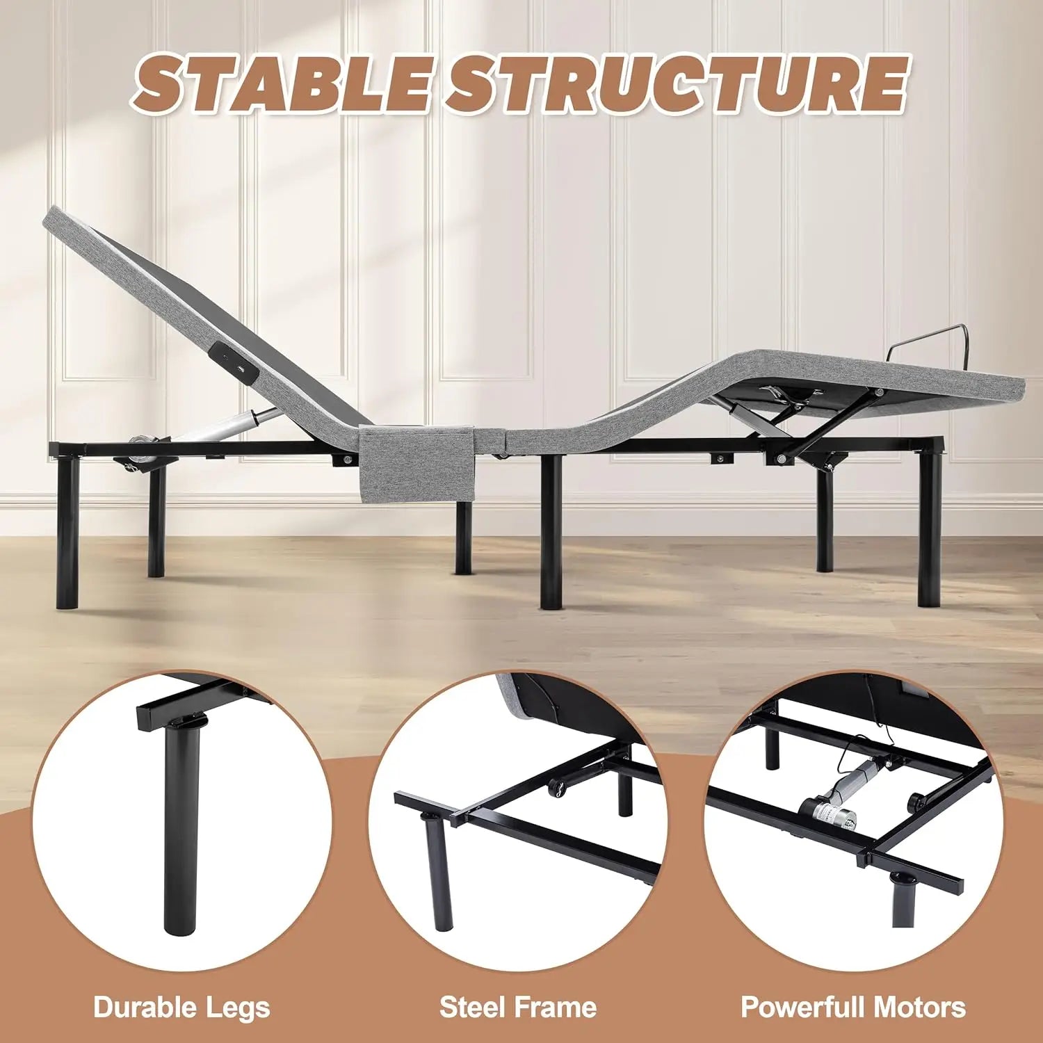 Adjustable Bed Frame Queen,Adjustable Bed Base with Massage,Zero Gravity Electric Bed with Wireless Remote,Head and Foot Incline