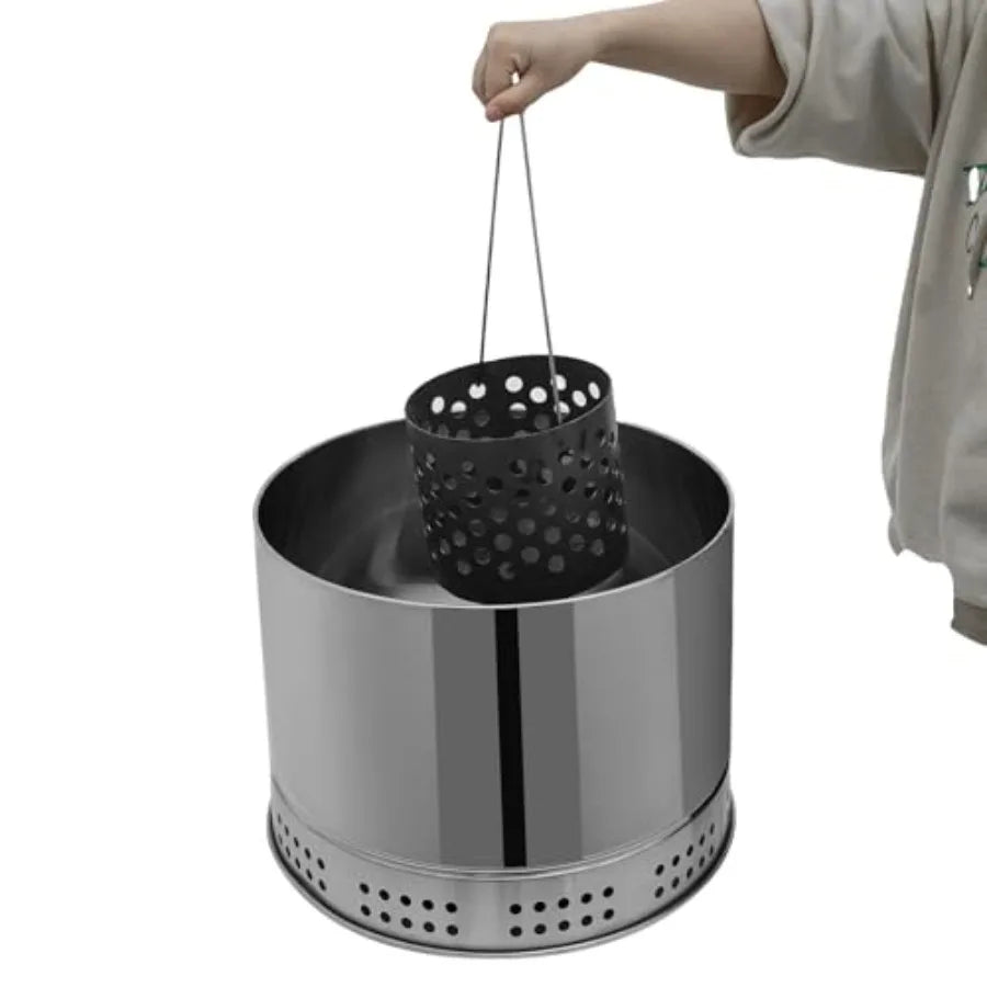 Large Portable Charcoal Barrel Grill for Outdoor Cooking: Stainless Steel 360 Smokeless Design with Multiple Clips Ideal for Ca