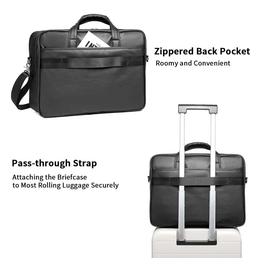 Leather Messenger Bag, 15.6 Inch 17.3 Inch Laptop Briefcase Satchel Computer Shoulder Bag Business Handbag
