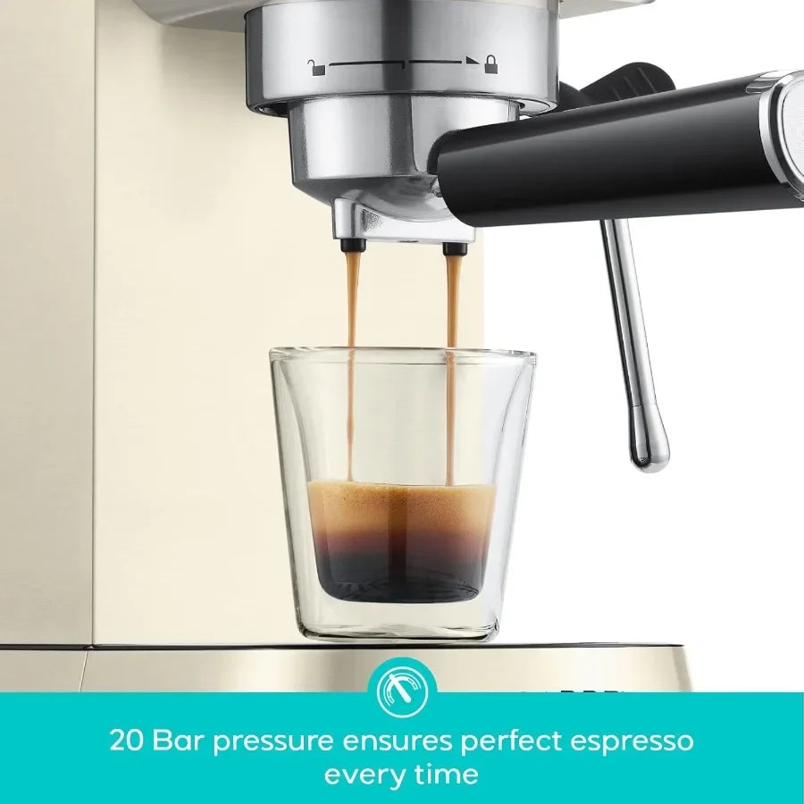 CM5418 Espresso Machine 20 Bar Espresso Maker with Milk Frother Steam Wand Stainless Steel Espresso Coffee Machine with 34oz Re