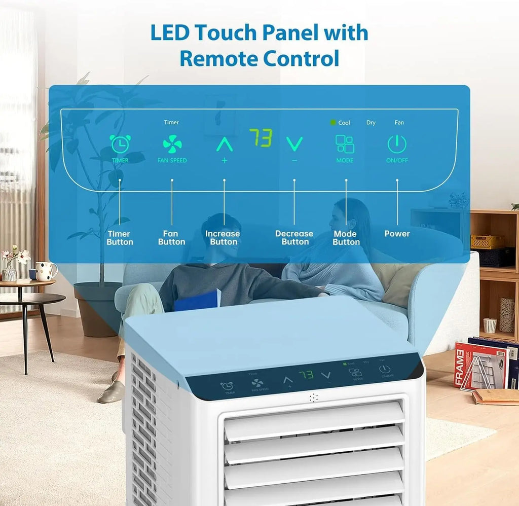 8000 BTU Portable Air Conditioners Portable AC Unit with Remote, Digital Display/24Hrs Timer Cools/Fan/Dehumidifier for Bedroom