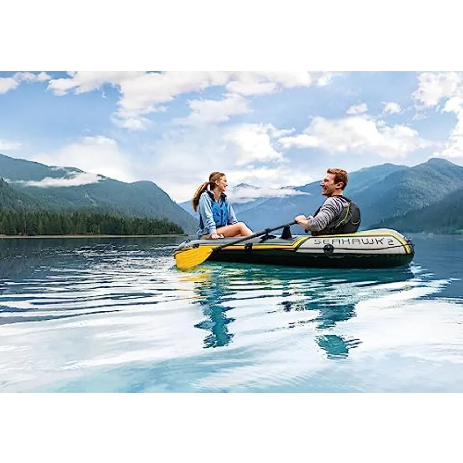 68347EP Seahawk 2 Inflatable Boat Set Capacity Durable PVC Material Blue Color High Load-Bearing and Easy to Inflate