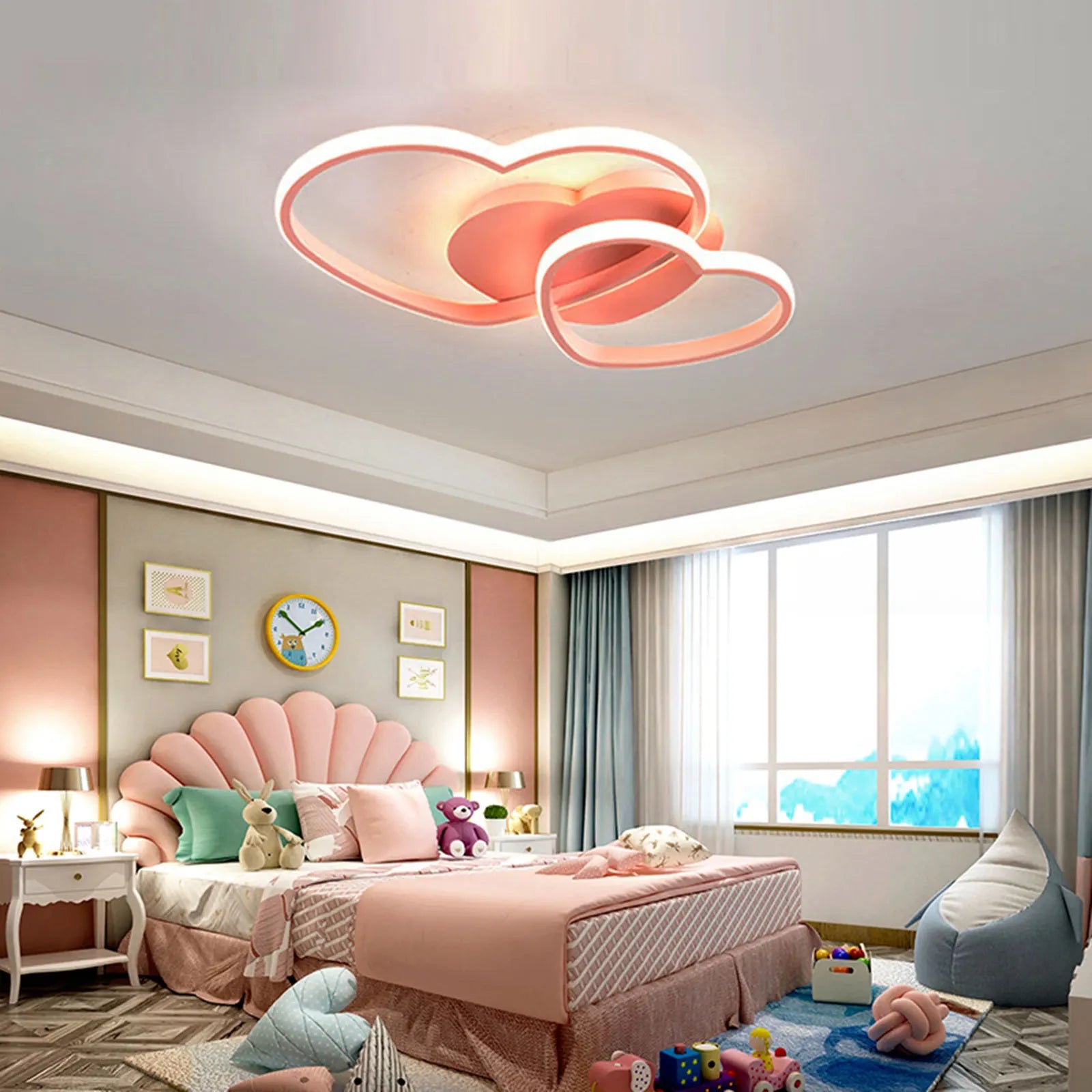 Pink Heart Shaped Ceiling Light Stylish Heart - Design Ceiling Light for Bars Salons Lofts Studies, Children's Rooms Hotel Rooms