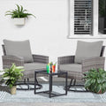 3 Piece Patio Furniture Set, Outdoor Swivel Patio Chairs Set of 2, Wicker Apartment Balcony Furniture Set with Thick Cushions f