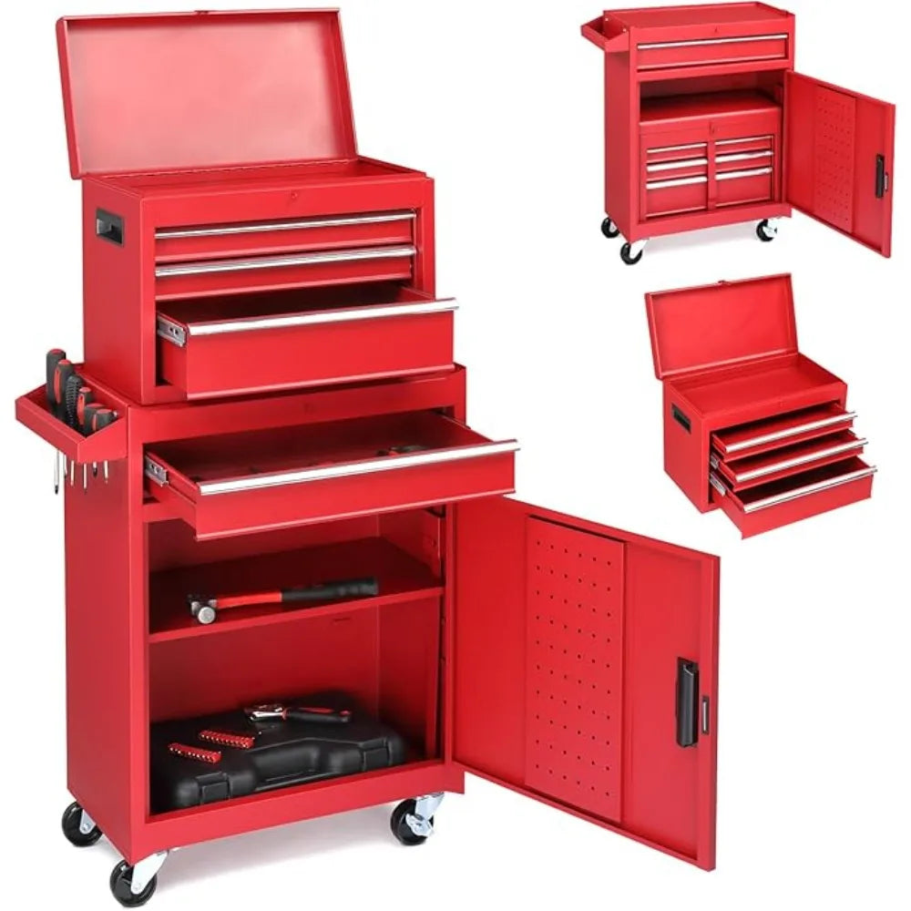 4-Drawer Rolling Tool Chest with Wheels & Lock, Tool Box with Large Storage Cabinet and Adjustable Shelf,