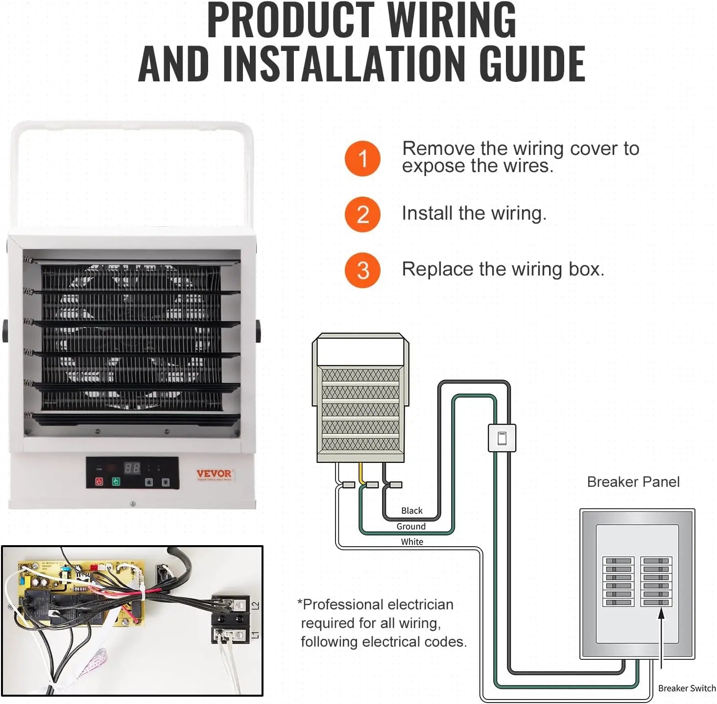 Electric Garage Heater, 10000-Watt Digital Fan-Forced Wall/Ceiling Mount Shop Heater