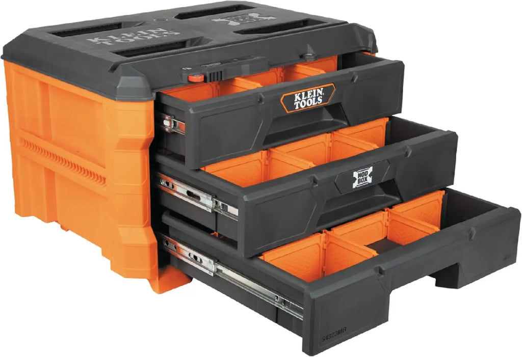 3-Drawer Heavy-Duty Tool Box Organizer, Stackable Storage with 50-Pound Capacity and Clear Lid
