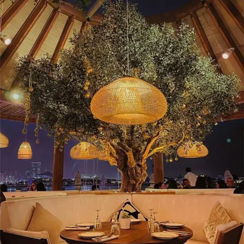 Designer Pendant Lamps Vintage Handmade Rattan Led Light Japanes Style Lighting for Kitchen Island Loft Dining Room