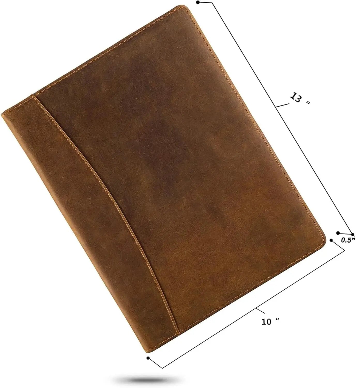 Genuine Leather Portfolio with A4 Document Folder, Professional Writing Padfolio Organizer for Men and Women