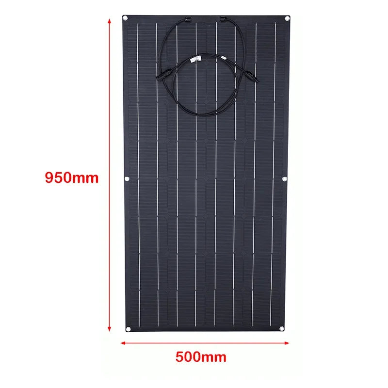 ETFE 300W Solar Panel 18V Semi-flexible Monocrystalline Solar Cell DIY Cable Outdoor Car RV Waterproof Rechargeable Power System