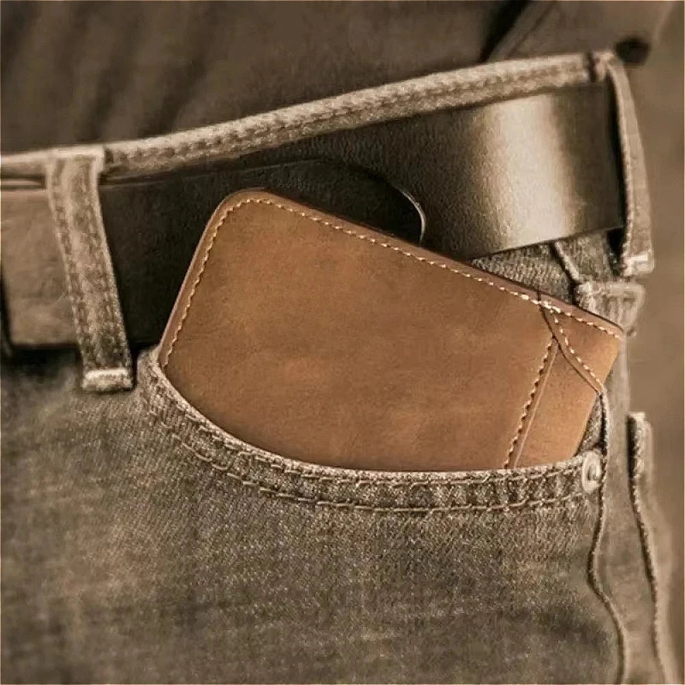 Men's Wallet Leather Billfold Slim Hipster Cowhide Credit Card/ID Holders Inserts Coin Purses Luxury Business Foldable Purse