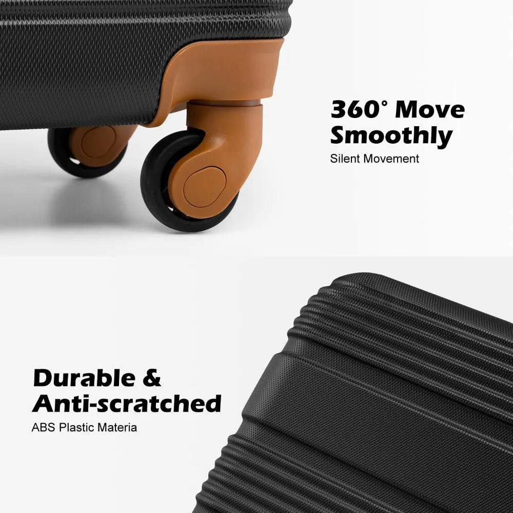 6-piece abs+pc hardshell luggage set with spinner wheels, lightweight suitcase set with tsa lock and ykk zipper