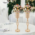 10Pcs Iron Flower Vases,61cm Gold/Silver Tabletop Vase for Centerpiece Decoration Church/Outdoor Weddings