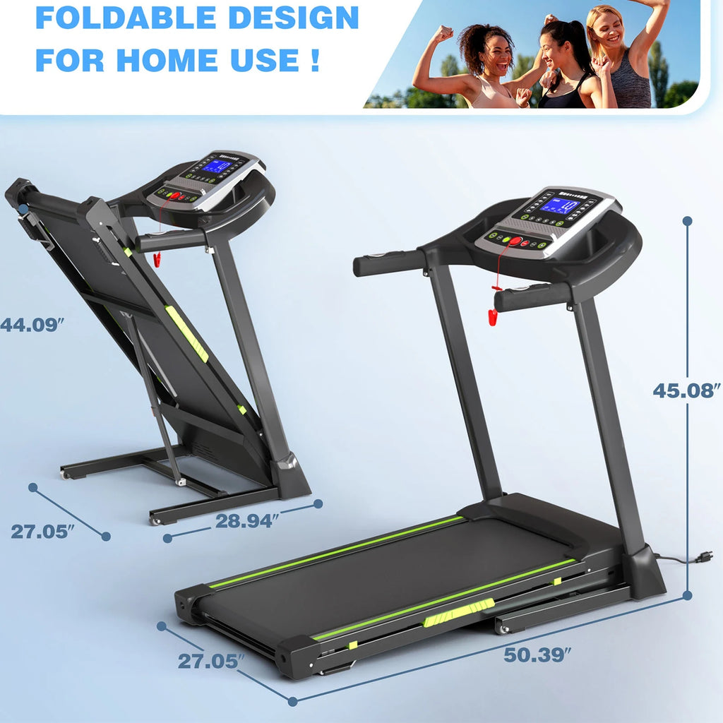 3.5 HP 0.5-7.5 MPH  Portable Foldable Treadmill with Handles 15% Auto Incline Home Running Walking Treadmill Fitness Equipment