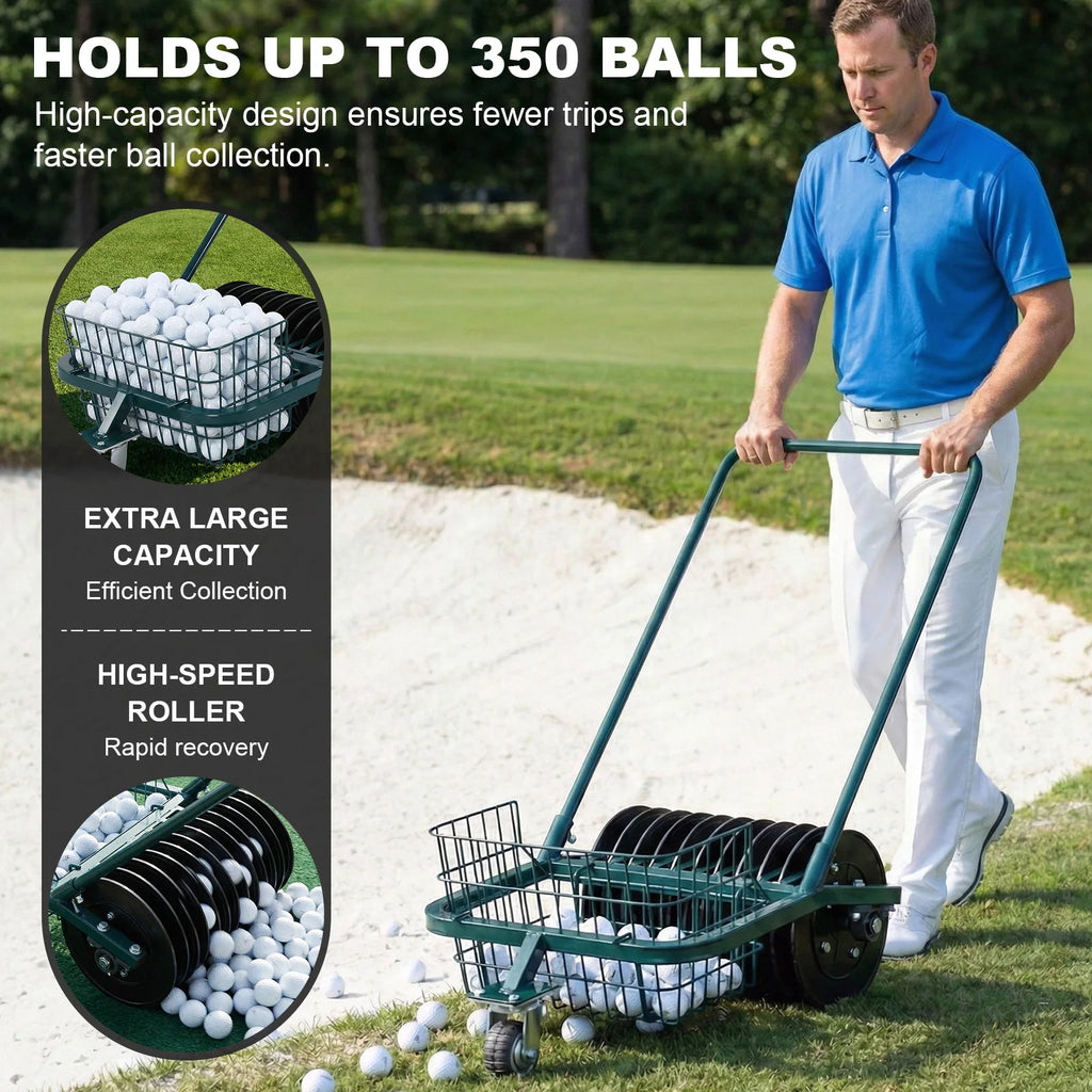 Golf Ball Collector Cart No Bending Over Large-Capacity Ball Holder Saving Time and Effort for Backyard Practice & Training
