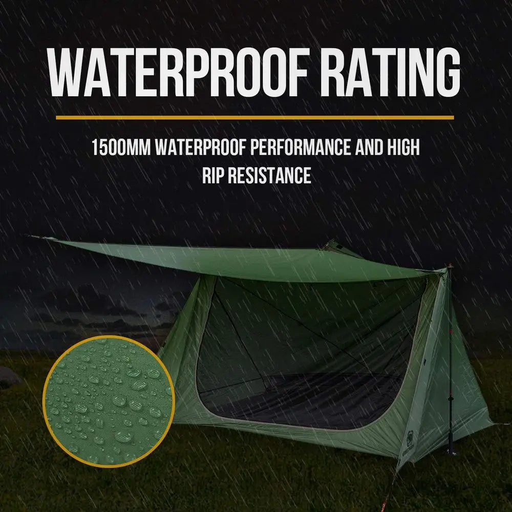Ultralight Bushcraft Shelter 2.0: Lightweight Camping Tent with Porch for Hiking, Backpacking, Motorcycle, and Kayaking Adventur