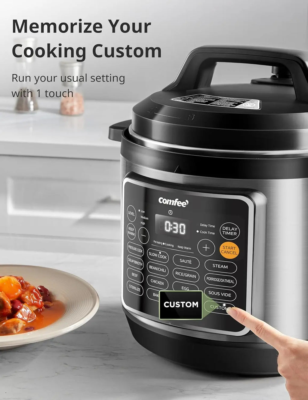 8-Quart Multi-Function Pressure Cooker with Ceramic Pot, 16 Presets for Healthy Meals