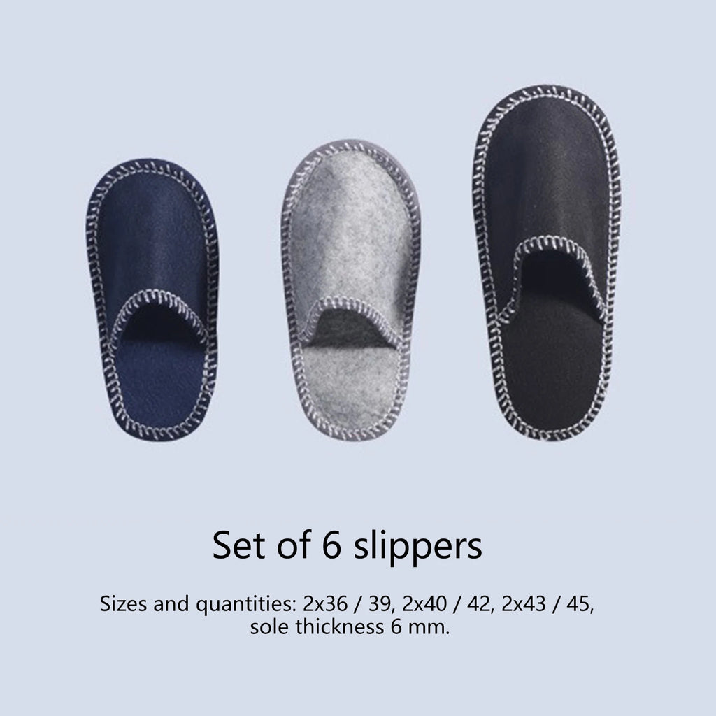 6 Pairs Family House Guest Slippers Set Closed Toe Disposable Slippers Felt Guest Slippers for Bedroom Wedding Party Travel