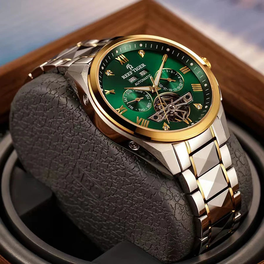reef tiger Men's Automatic Mechanical Watch, Men's Casual Business Wristwatch RGA8235