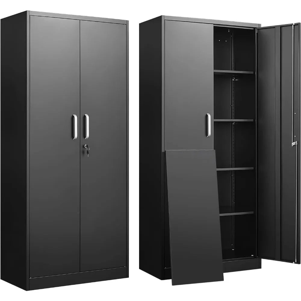 Metal Storage Cabinet with Adjustable Shelves, Garage Storage Cabinets with Doors and Shelves, File Cabinets for Home Office
