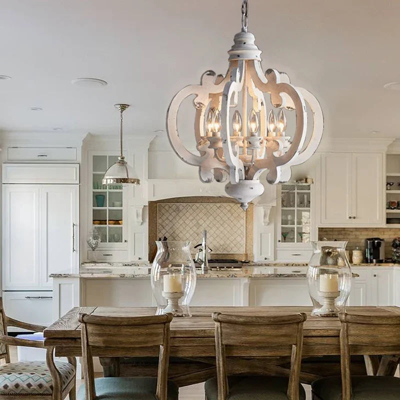 Vintage Wood Led Chandelier Lighting for Living Room Bderoom Kitchen Chandeliers Farmhouse Loft Retro Indoor Lamp Lights Fixture