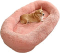 Giant Washable Faux Fur Dog Bed for Humans - Extra Large Nap Bed, Adult Oval Design, Comfortable Pet Bedding