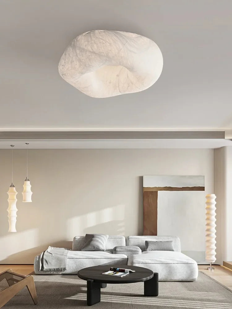 Wabi Sabi Cloud Handmade Imitation Silk Ceiling Light Living Room Entrance Hallway Light Japanese Design Bedroom and Study Light