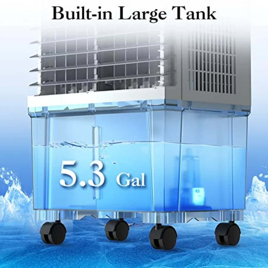Evaporative Air Cooler 1800CFM Windowless Air Conditioner Portable for Large Room Commercial Garage Outdoor 3 In 1 Swamp Cooler
