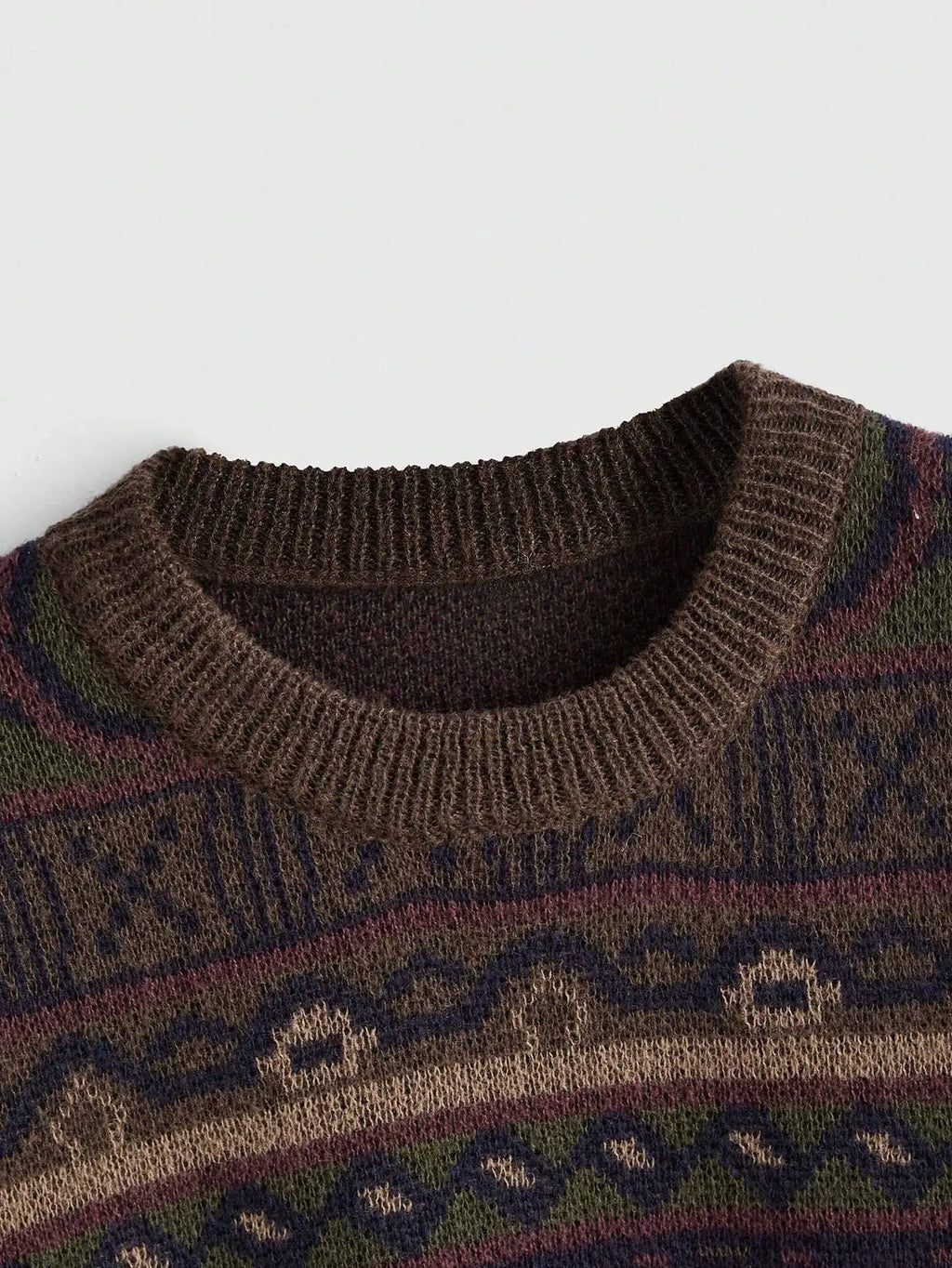 Boho Geo Pattern Drop Shoulder Knit Sweater for Women, Long Sleeve Fall Winter Top