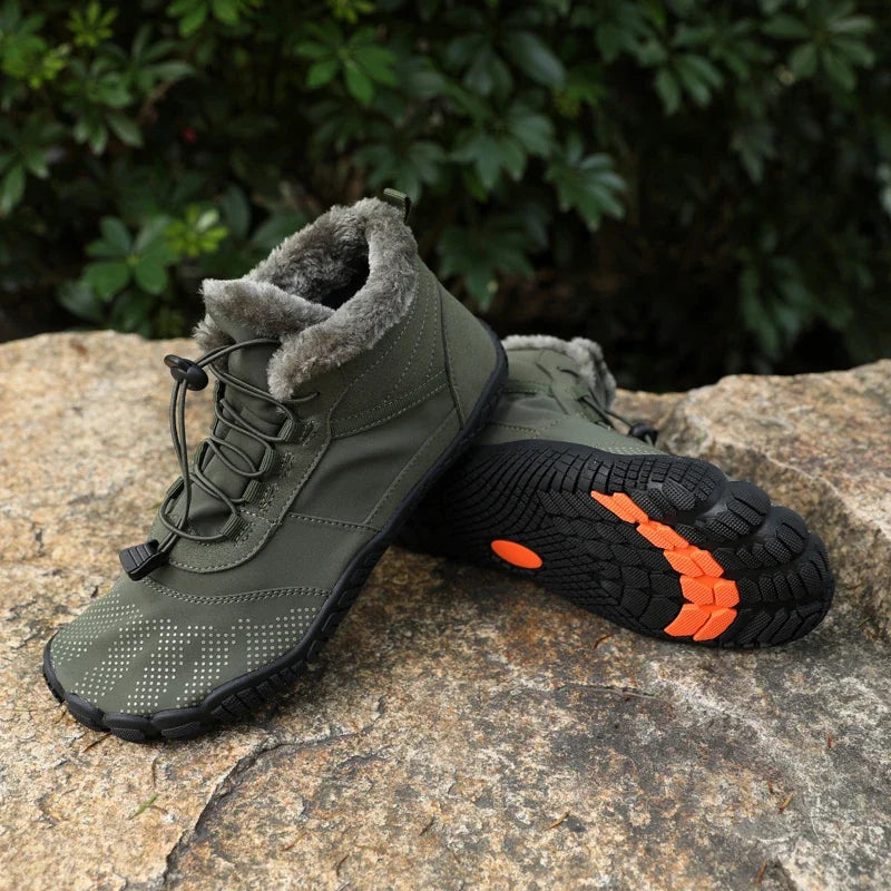 Mens Womens Snow Boots Barefoot Shoes Waterproof Wide Toe Box Shoes Minimalist Zero Drop Sole Cotton Boots Sneakers