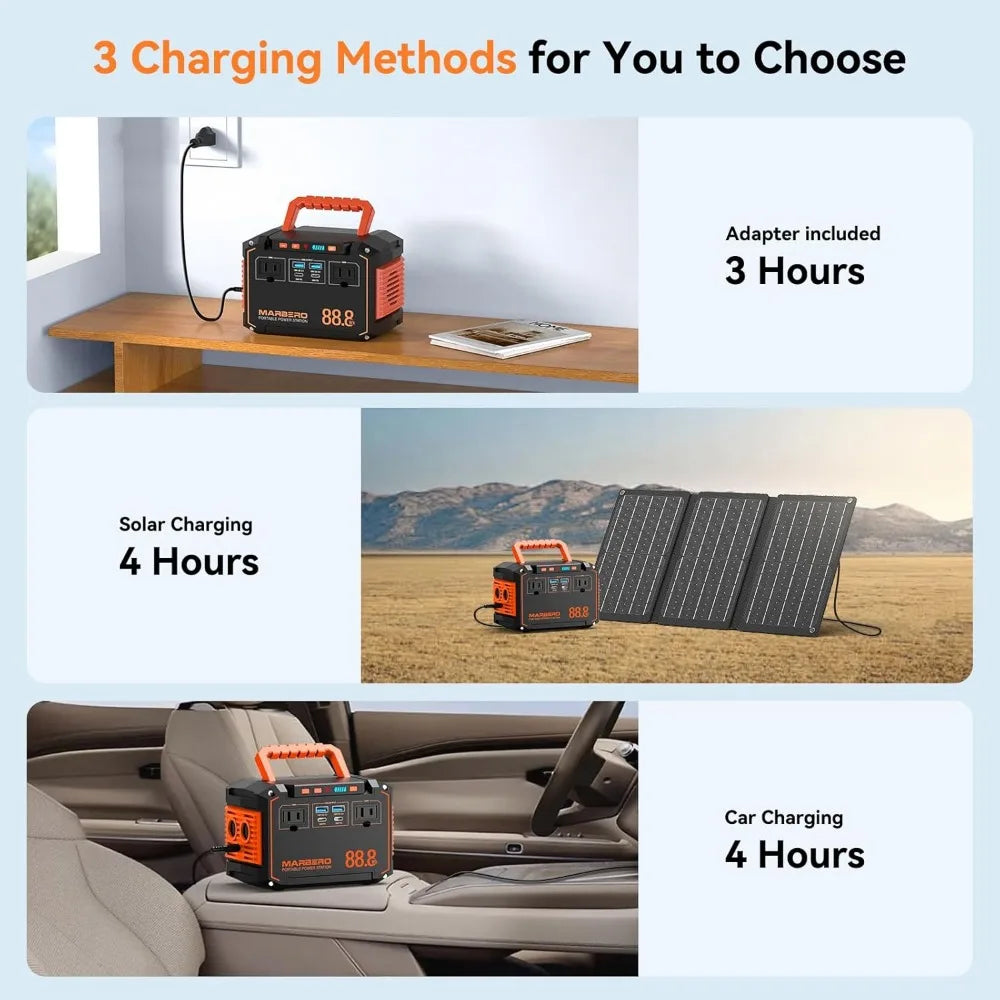 88.8Wh Portable Power Station with 30W Solar Panel, 150W Peak Output, 6 Ports for Outdoor Travel Emergency Backup