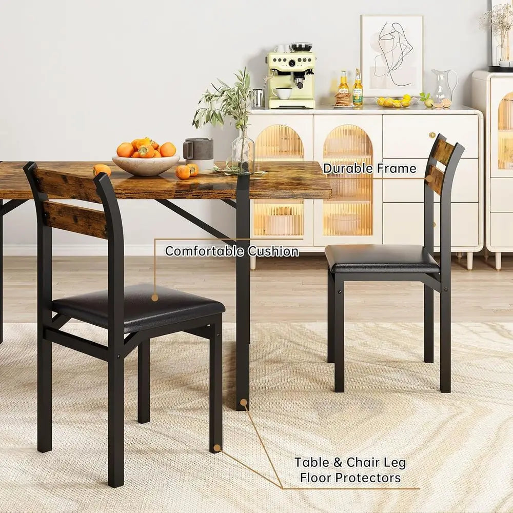 7-Piece Dining Table Set with 6 Chairs, 55" Wooden Kitchen Table & Chairs Set for 4-6, Dining Room Table and Chairs with Solid M