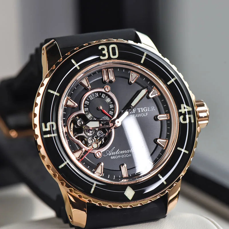reef tiger brand fully automatic mechanical watches, business men's watches, personalized and fashionable luminous men's sports
