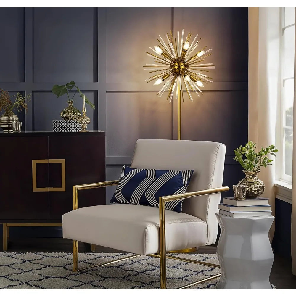 Mid-Century Modern Gold Floor Lamp for Living Spaces, 65.3 Tall Unique Metal Design for Bedrooms