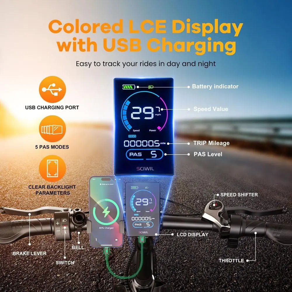 Electric Bike 30 MPH Speed 48V 20Ah Battery 80 Miles Range 20 Inch Fat Tires 1000W Motor for Urban Commuting