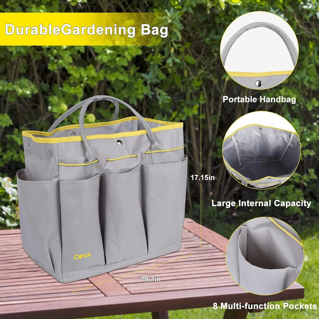 10-Piece Stainless Steel Heavy Duty Gardening Tool Set with Bag and Gloves for Digging Planting Pruning